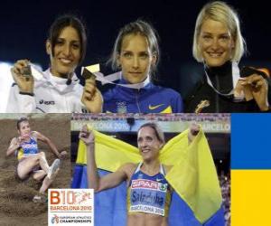 yapboz Olha Saladuha üç adım atlama şampiyonu, Simona La Mantia, Svetlana Bolshakov (2 ve 3) Avrupa Atletizm Şampiyonası&#039;nda Barcelona 2010